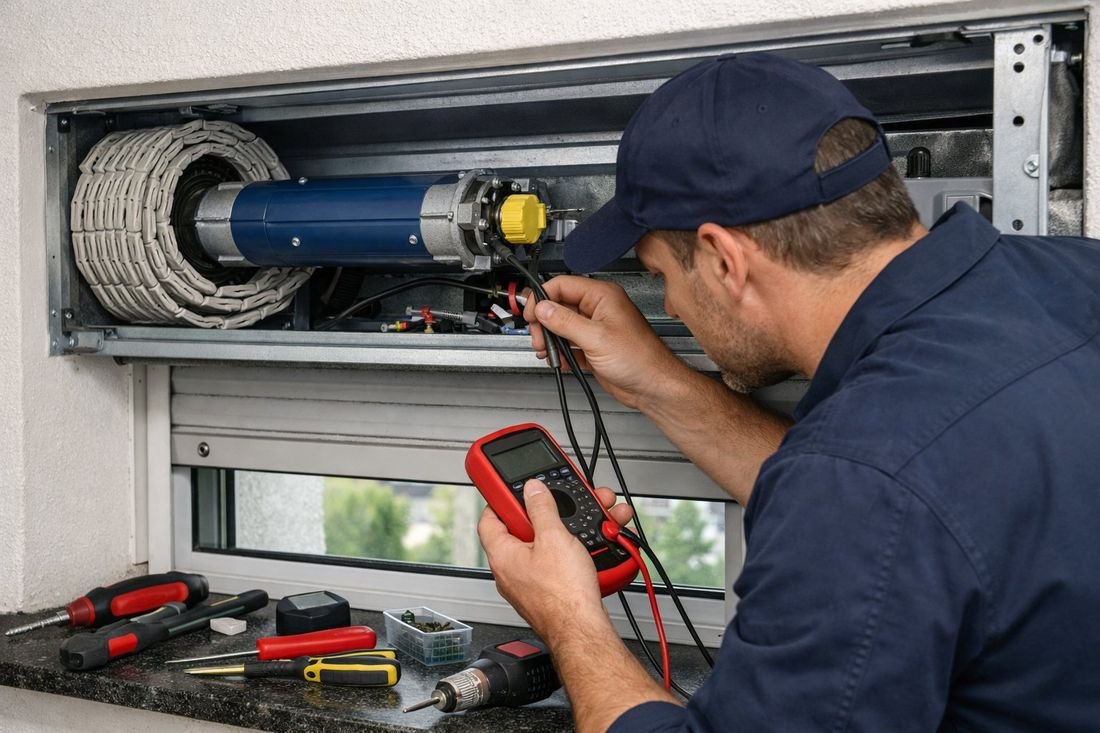 Motor tubular instalado en cajón de persiana